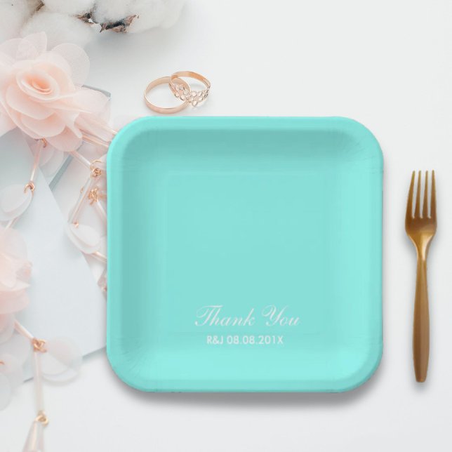 Plato De Papel boda azul turquesa azul de huevo de robin (robin's egg blue turquoise aqua blue wedding paper plates)