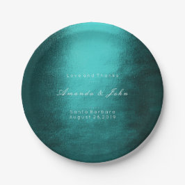 Plato De Papel Boda blanco tropical Verde azulado personalizado d