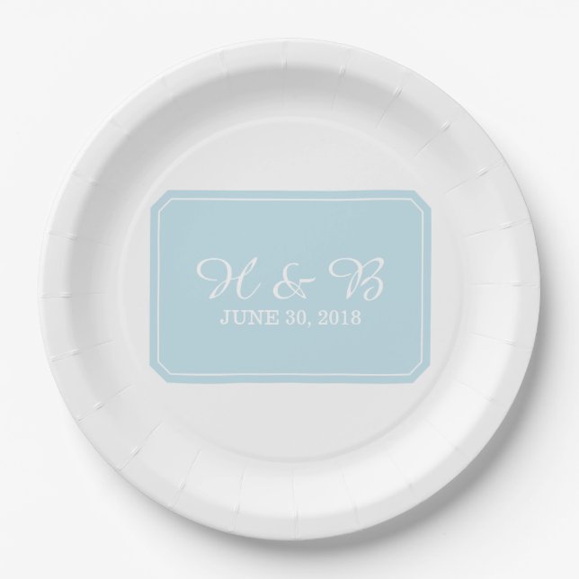Plato De Papel Boda Blue Simply Elegant (Anverso)