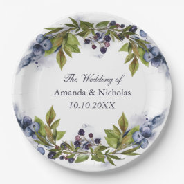 Plato De Papel Boda Blueberry personalizado