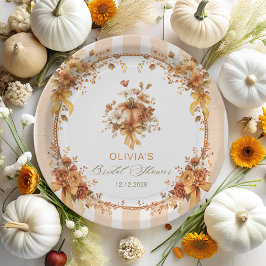 Plato De Papel Boda Bohemio Floral Otoño Invitaciones de Boda