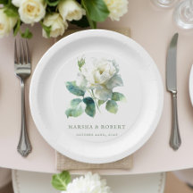Boda Boho Chic Acuarela Rosa Blanca Minimalista