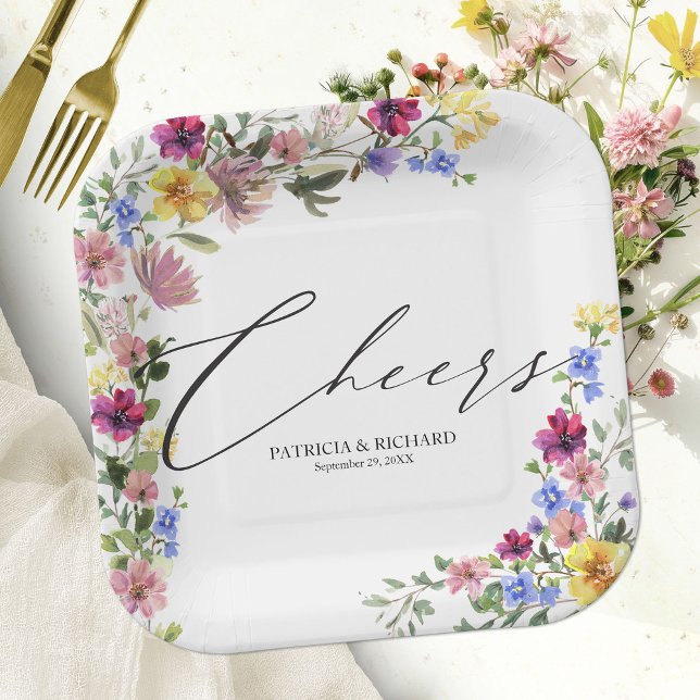 Plato De Papel Boda boho con flores silvestres (Subido por el creador)