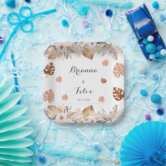 Plato De Papel Boda Boho Neutral Rústica (Fiesta)