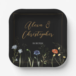 Plato De Papel Boda Botánica Boho Flor Silvestre Malhumorada