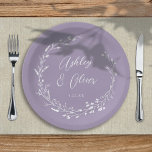 Plato De Papel Boda botánico de flores silvestres de Boho Lavende<br><div class="desc">Este elegante plato de papel para bodas presenta un hermoso fondo morado de lavanda con flores silvestres dibujadas a mano y una tipografía elegante en blanco. Es un diseño perfecto para una boda rústica y elegante y se coordina con nuestra colección Rustic Wildflowers ... Vea la colección para más artículos!...</div>