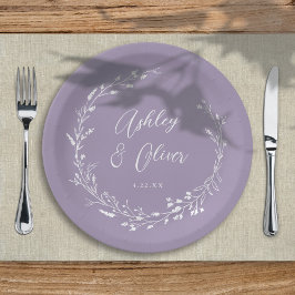 Plato De Papel Boda botánico de flores silvestres de Boho Lavende