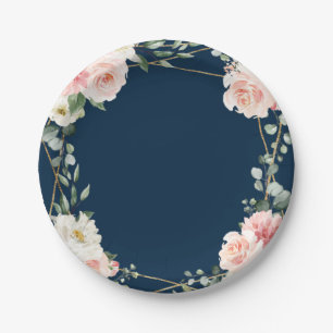 Plato De Papel Boda Botánico Geométrico de Oro Floral de la Marin