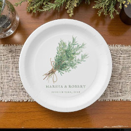 Plato De Papel Boda Botánico Rústico Rosemario de Francia