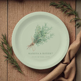 Plato De Papel Boda Botánico Rústico Rosemario de Francia