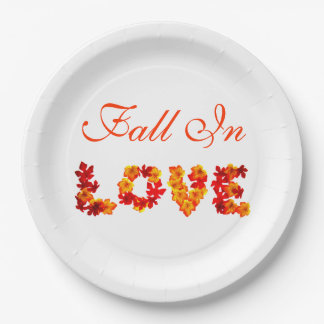 Plato De Papel Boda Cae Enamorado Coloridas Saltas De Otoño Rústi