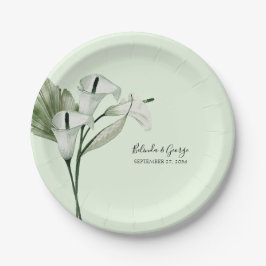 Plato De Papel Boda Calla Lilies Blanco Moderno