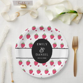 Plato De Papel Boda Caprichosa de Fresa Rosa