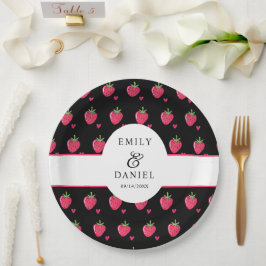 Plato De Papel Boda Caprichosa de Fresa Rosa
