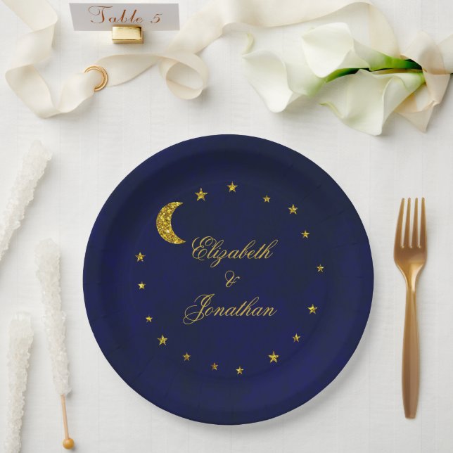 Plato De Papel Boda Celestial Nocturno (Boda)
