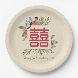Plato De Papel Boda chino moderno de doble felicidad
