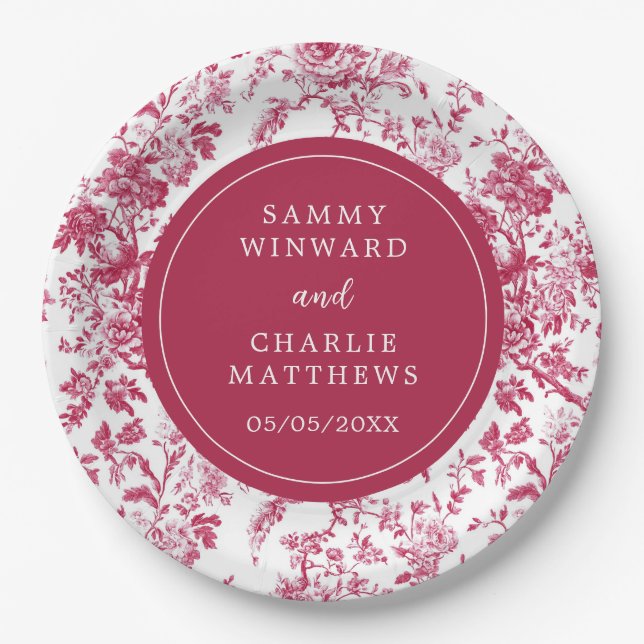 Plato De Papel Boda Chinoiserie Antigua Rosa (Anverso)