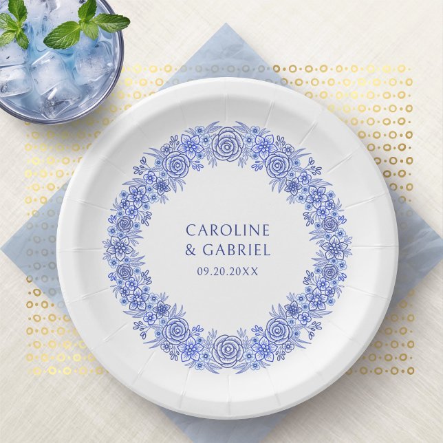 Plato De Papel Boda Chinoiserie azul francés (Subido por el creador)