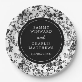 Plato De Papel Boda Chinoiserie de la antigüedad negra