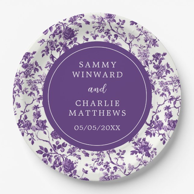 Plato De Papel Boda Chinoiserie Purple Antique (Anverso)
