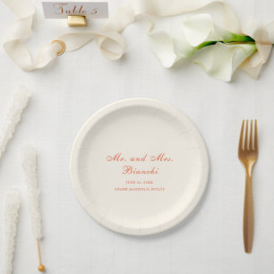 Plato De Papel Boda Clásica Moderna de Terracota Elegante