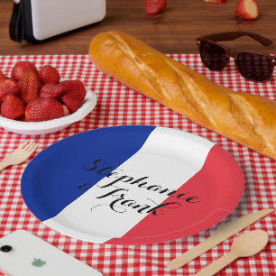 Plato De Papel Boda Colores de la Bandera Francesa