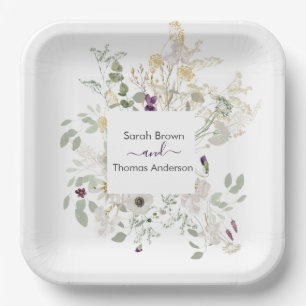 Plato De Papel Boda COLORIDO AMARILLO Y PURPLE