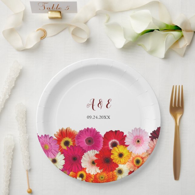 Plato De Papel Boda colorido de Daisy Florals (Boda)