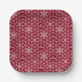 Plato De Papel Boda con copo de nieve de estilo Japandi