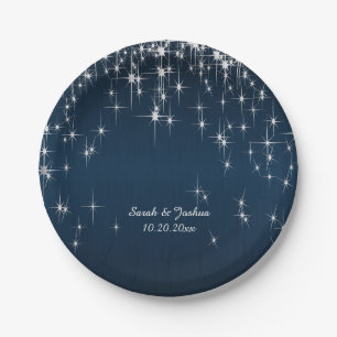 Plato De Papel Boda con encanto de Star Struck   Azul marino