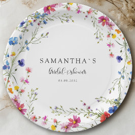 Plato De Papel Boda con flores silvestres modernas 