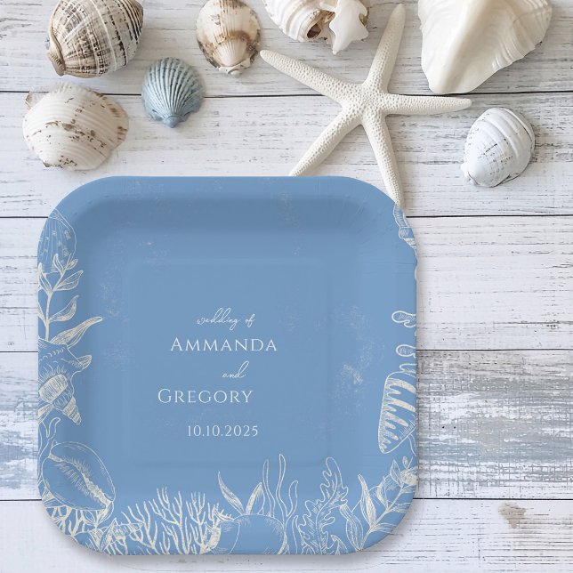 Plato De Papel Boda con temática de Blue Toile Ocean (Subido por el creador)