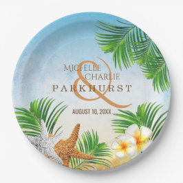 Plato De Papel Boda costera en la playa