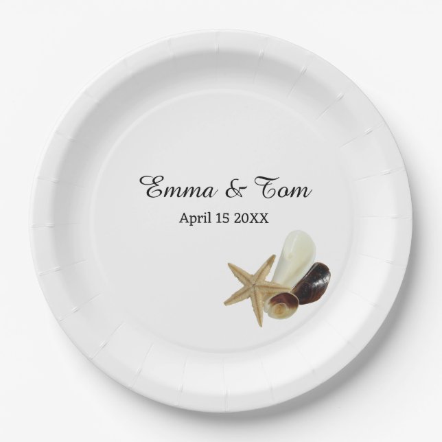 Plato De Papel Boda costera minimalista (Anverso)