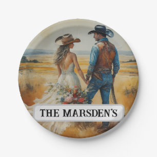 Plato De Papel Boda Country Western Acuarela