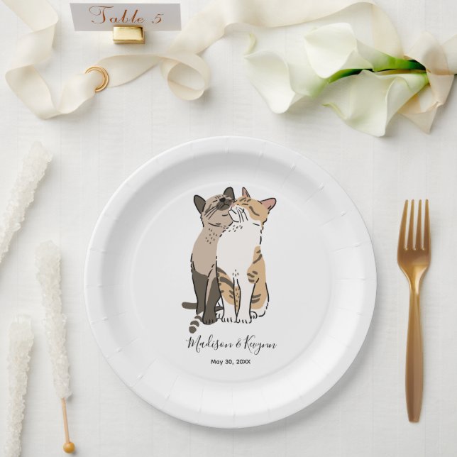 Plato De Papel Boda Cute Cats (Boda)