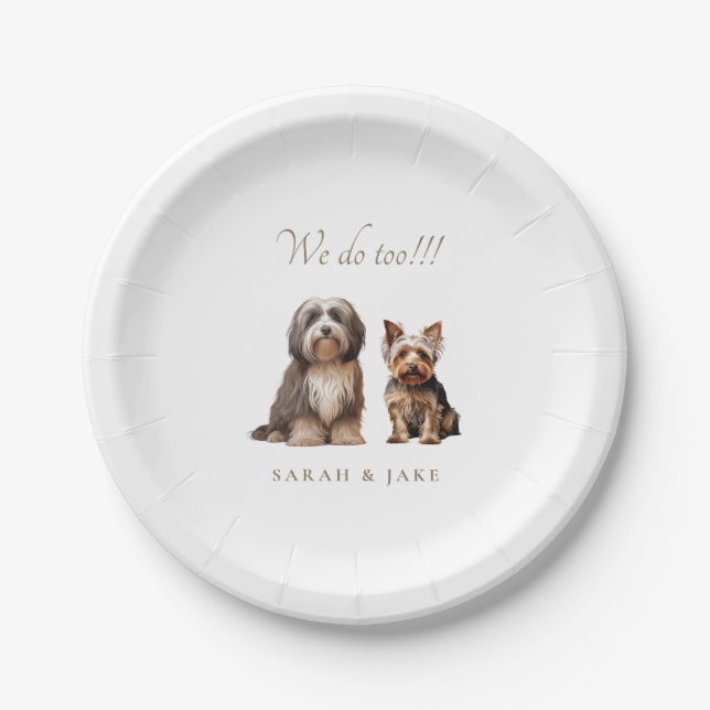 Plato De Papel Boda de 2 mascotas personalizada (Anverso)