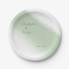 Plato De Papel Boda de acuarela de caligrafía minimalista