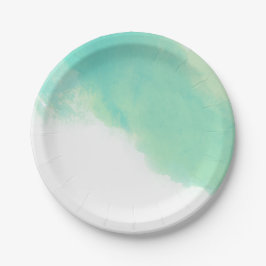 Plato De Papel Boda de acuarela de Ocean Blue Abstract