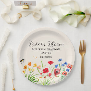 Plato De Papel Boda de acuarela de primavera en el jardín de flor