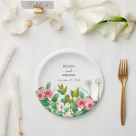 Plato De Papel Boda de acuarela de Wildflowers Periwinkle