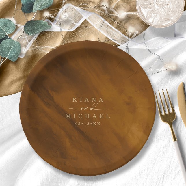 Plato De Papel Boda de acuarela moderna Gold ID816 (Subido por el creador)