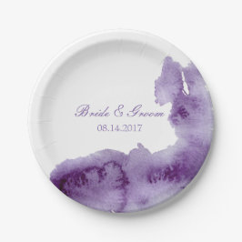 Plato De Papel Boda de acuarela ultra violeta elegante