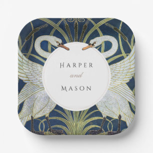 Plato De Papel Boda de Amor de Cisne Vintage