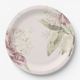 Plato De Papel Boda de arte fino botánico peonía vintage