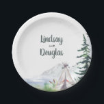 Plato De Papel Boda de aventura boho montañosa y boscosa<br><div class="desc">Platos de papel de boda bohemio de montañas y bosques</div>
