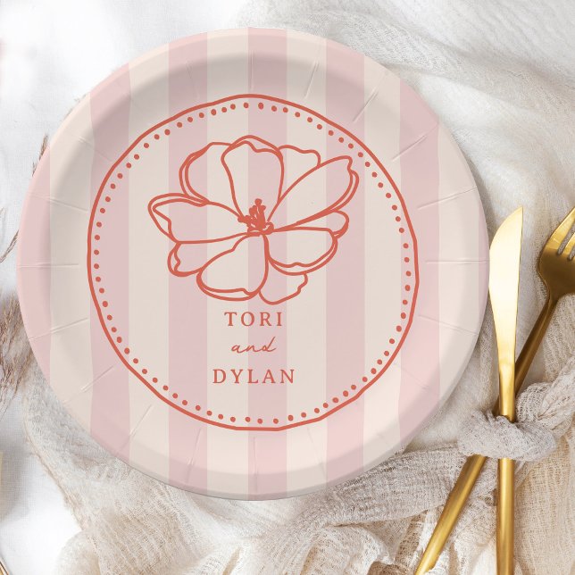 Plato De Papel Boda de banda rosa de flor (Subido por el creador)