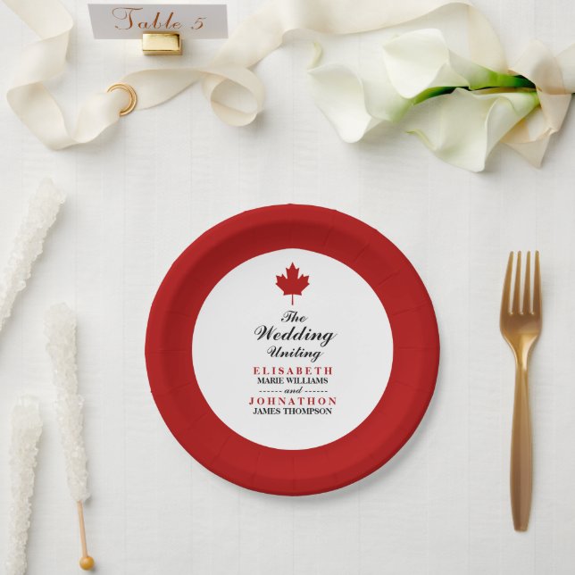 Plato De Papel Boda de Bandera de Canadá (Boda)