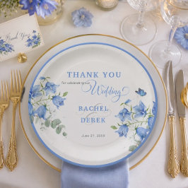 Plato De Papel Boda de Bellflower Azul
