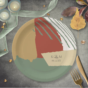 Plato De Papel Boda de bloque de color ID otoño740